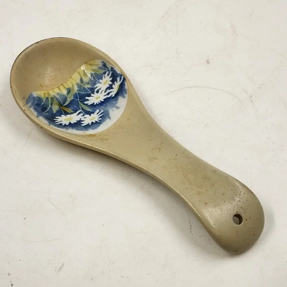 Ceramic Spoon Rest Daisy Flower Kitchen Decor Boho Cottagecore 9